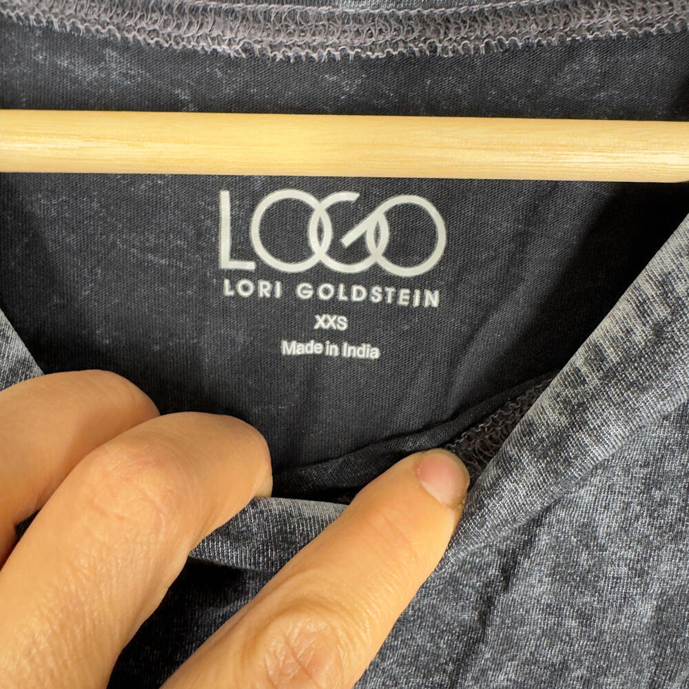 LOGO by Lori Goldstein T-Shirt Women 2XS Gray Tie Dye Long Sleeve Crew Neck - Picture 5 of 7